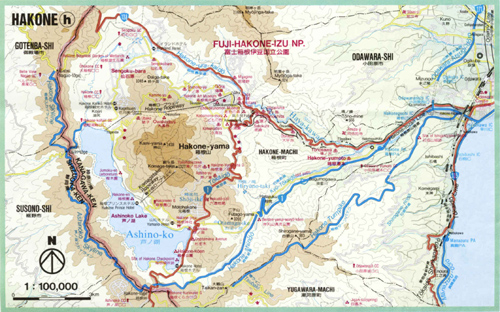 Mapa de localização de Hakone.Image:Hakone_mapa500.jpg