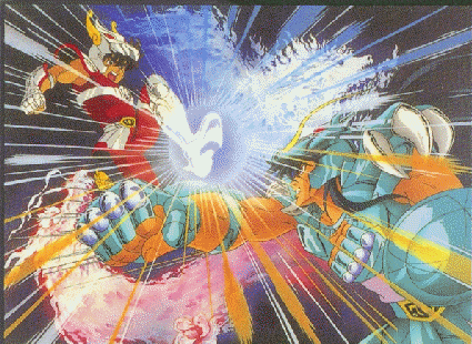 Shiryu enfrenta Seiya.